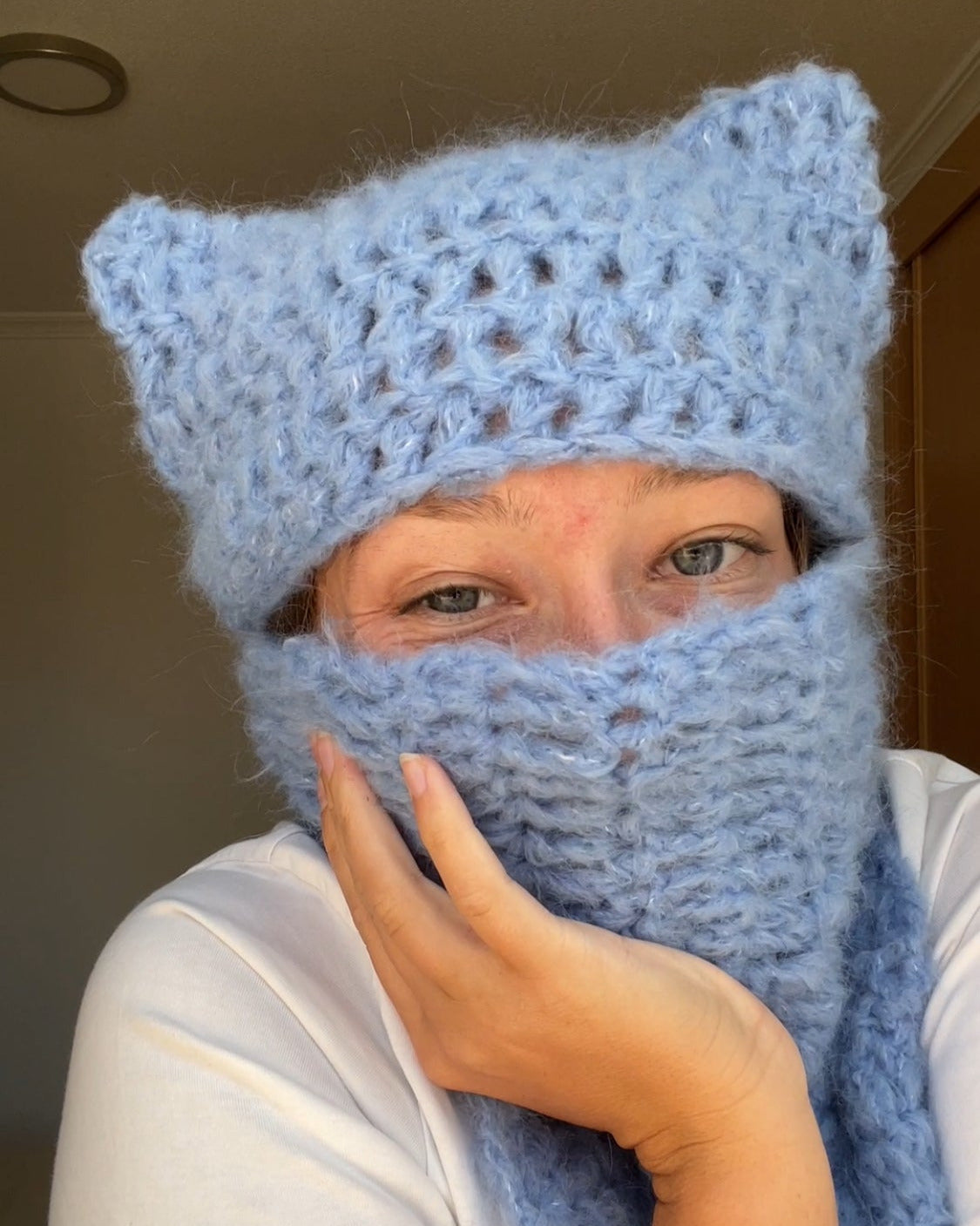 Pattern Kitty Beanie Scarf By Loux