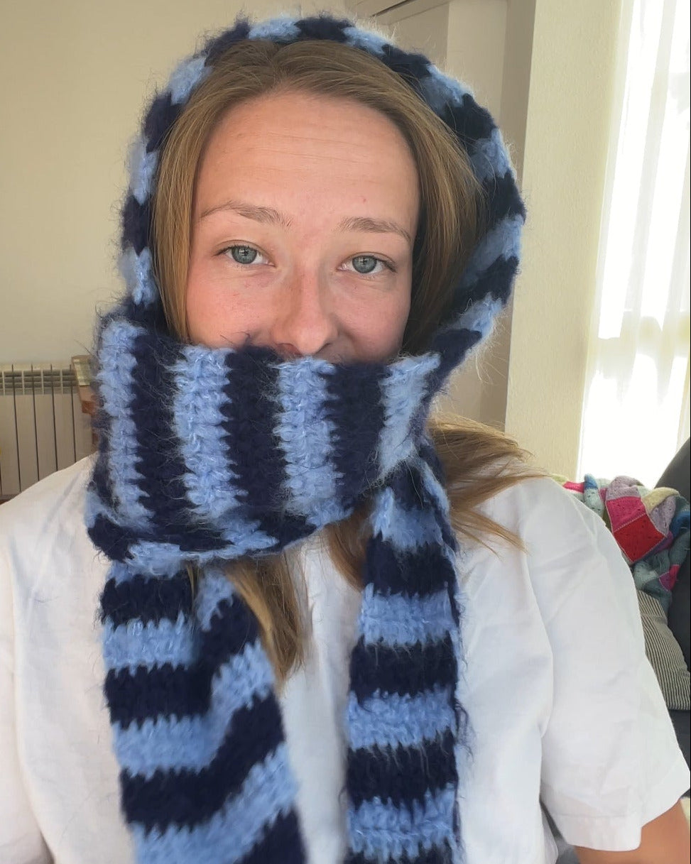 Pattern Hoodie Scarf By Loux