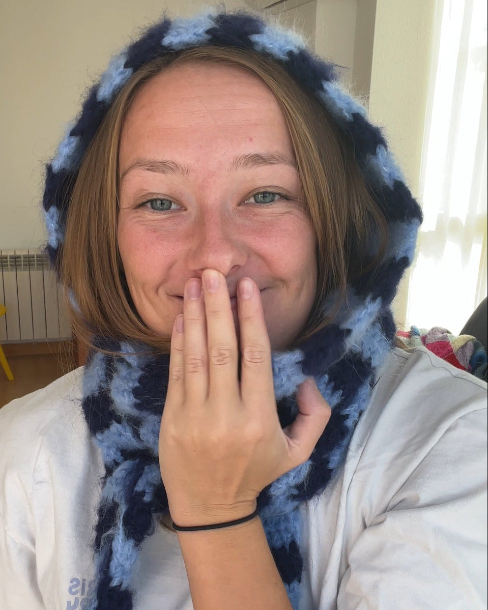 Pattern Hoodie Scarf By Loux