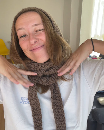 Pattern Hoodie Scarf By Loux