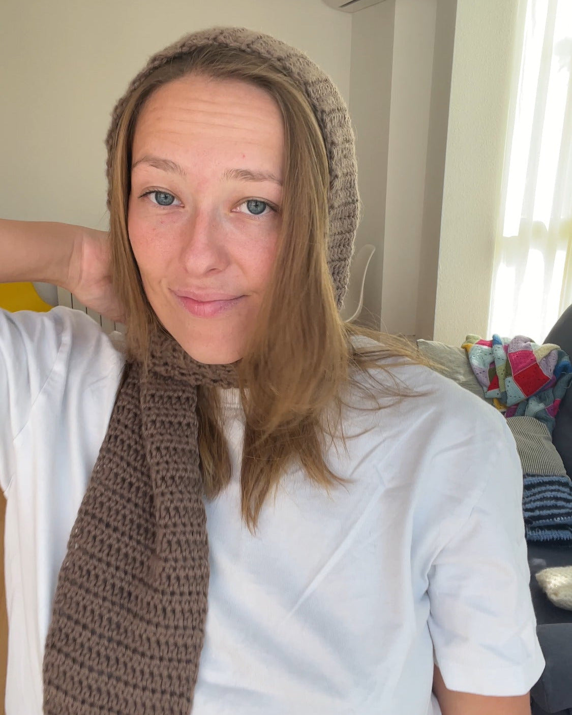 Pattern Hoodie Scarf By Loux