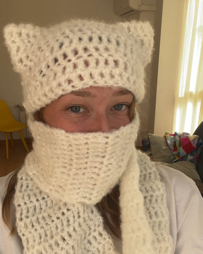 Pattern Kitty Beanie Scarf By Loux