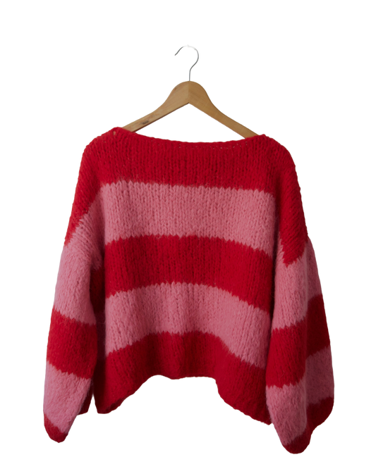 Fluffy Sweater Pink &amp; Red