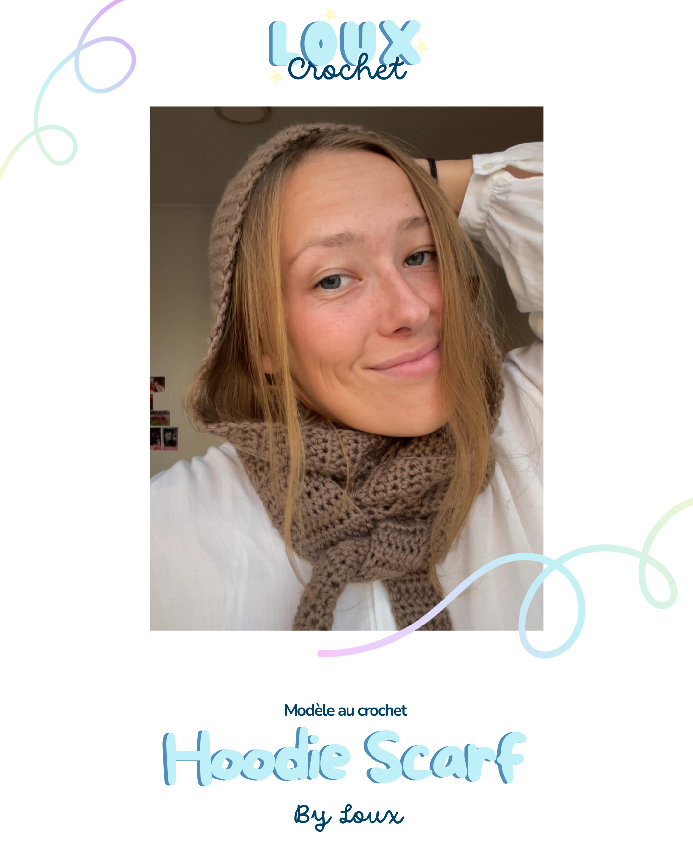 Pattern Hoodie Scarf By Loux